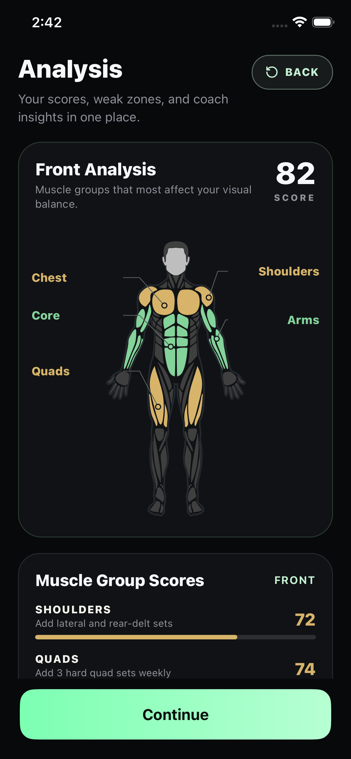 StruktFit analysis showing directional muscle priorities